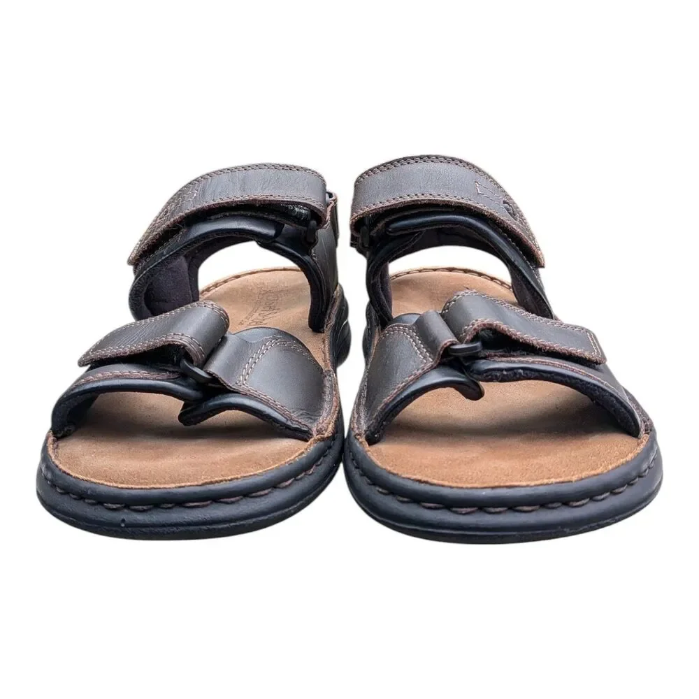 Josef Seibel Rafe Men's Leather Sandals Comfort Walking Brown Black Size 9 EU 42
